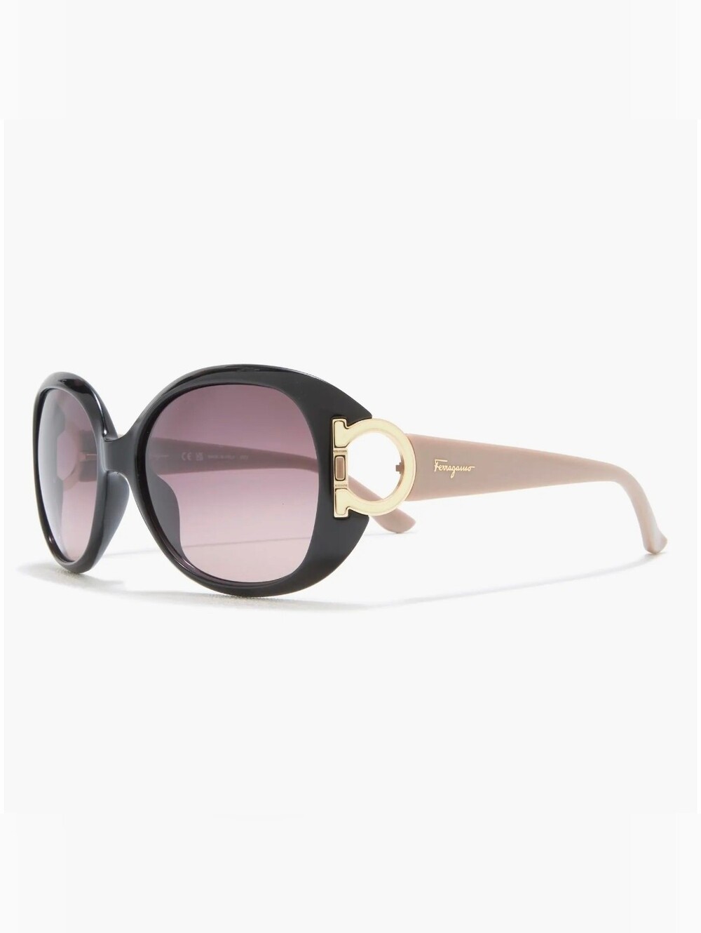 Salvatore Ferragamo Gradient Oval Sunglasses New $275  Black/Taupe